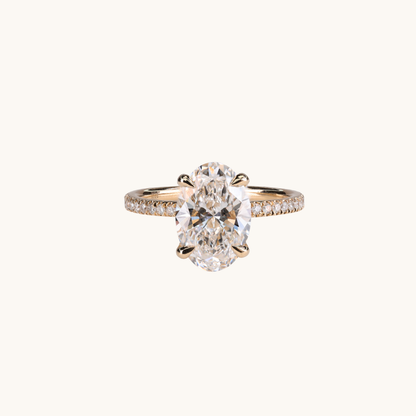 2.56 Oval Lab Diamond Engagement Ring with Hidden Halo - Happy Jewelers Fine Jewelry Lifetime Warranty