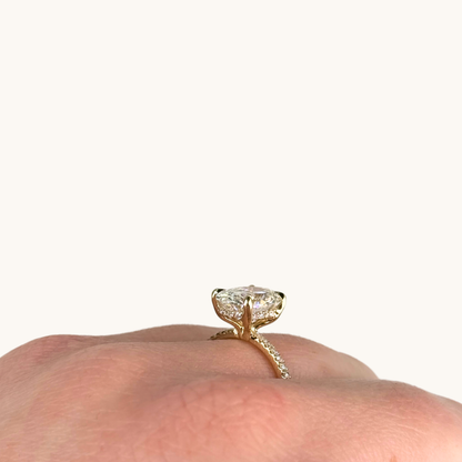 2.56 Oval Lab Diamond Engagement Ring with Hidden Halo - Happy Jewelers Fine Jewelry Lifetime Warranty