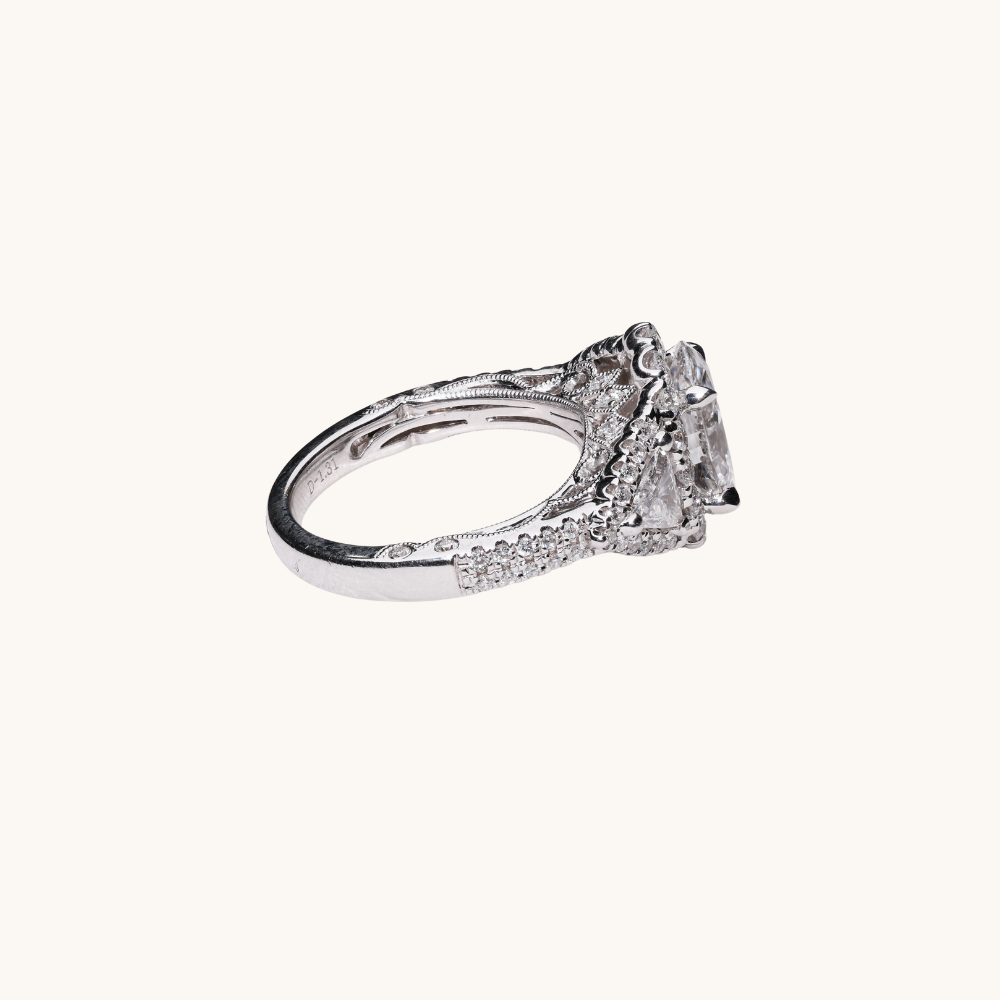 2.08 Oval Lab Diamond 3-Stone Engagement Ring