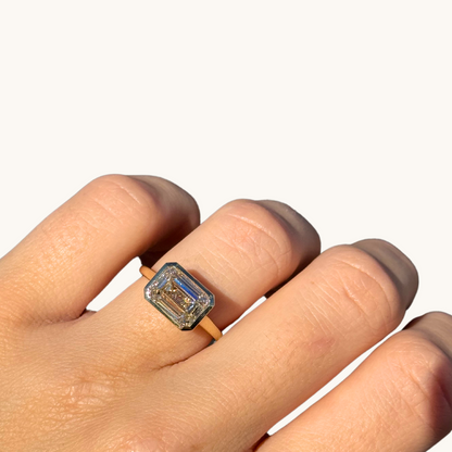 3.29 Emerald Lab Diamond East-West Engagement Ring - Happy Jewelers Fine Jewelry Lifetime Warranty