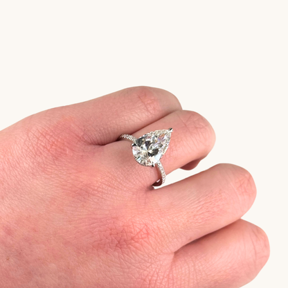 4.67 Pear Lab Diamond Engagement Ring with Hidden Halo - Happy Jewelers Fine Jewelry Lifetime Warranty