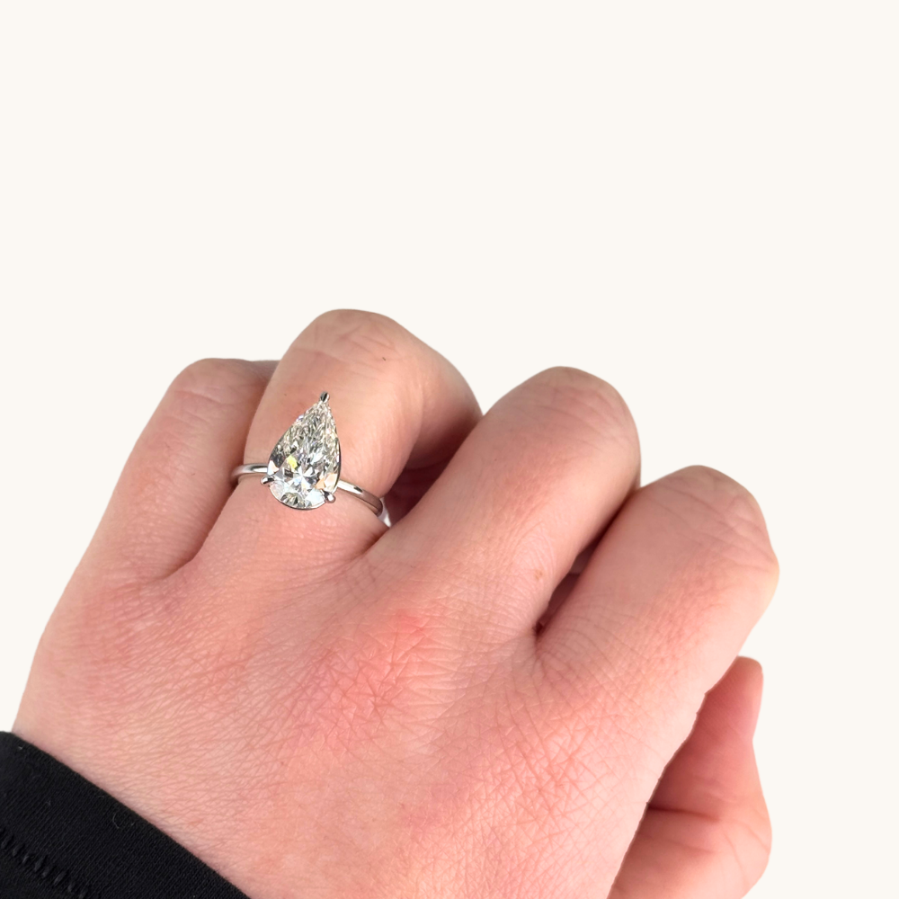 3.31 Pear Lab Diamond Engagement Ring