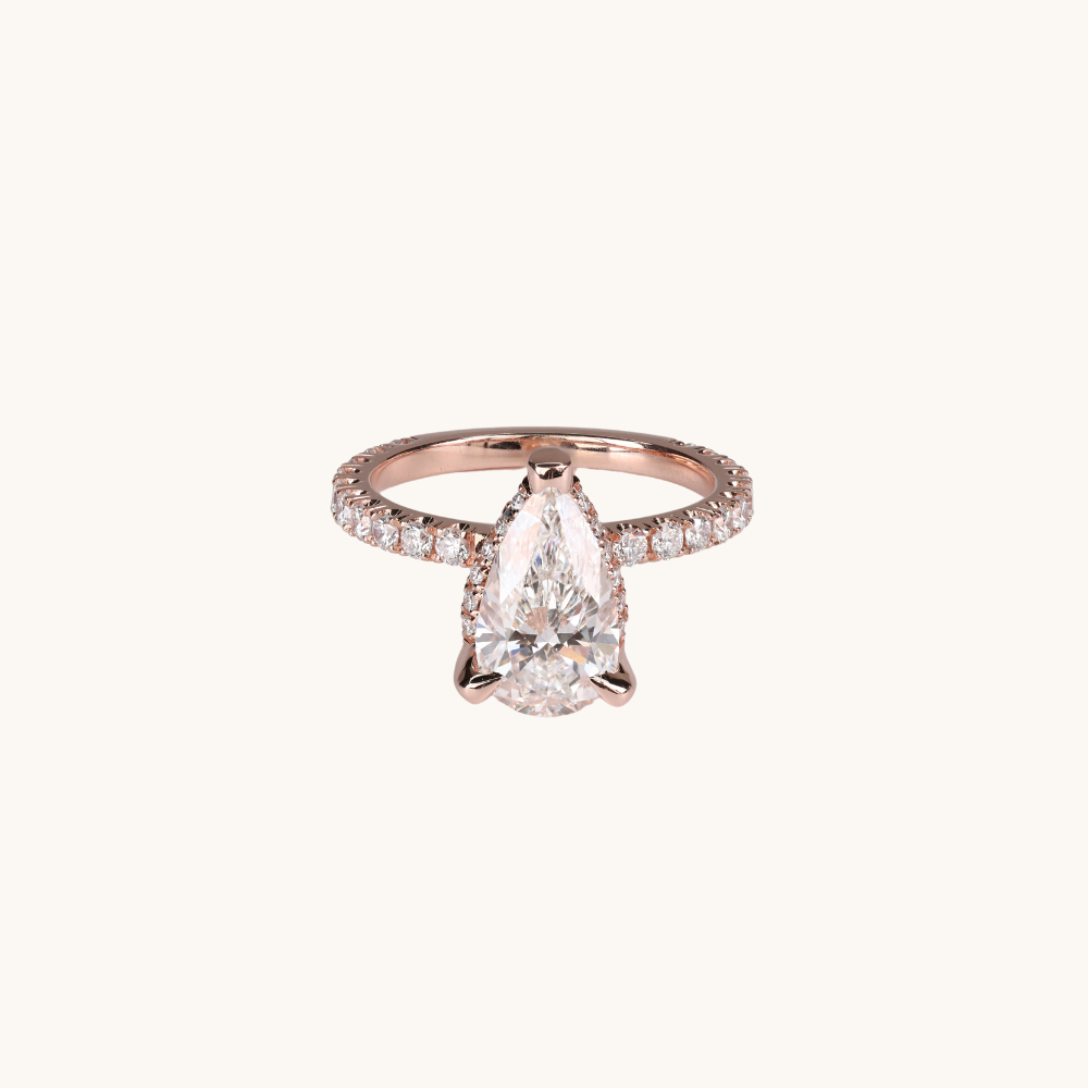 2.07 Pear Lab Diamond Engagement Ring with Hidden Halo