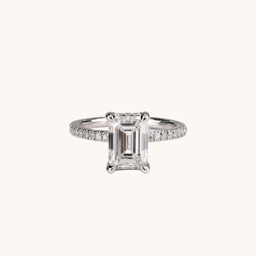 2.01 Emerald Lab Diamond Engagement Ring with Hidden Halo - Happy Jewelers Fine Jewelry Lifetime Warranty
