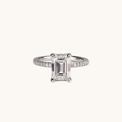 2.01 Emerald Lab Diamond Engagement Ring with Hidden Halo - Happy Jewelers Fine Jewelry Lifetime Warranty