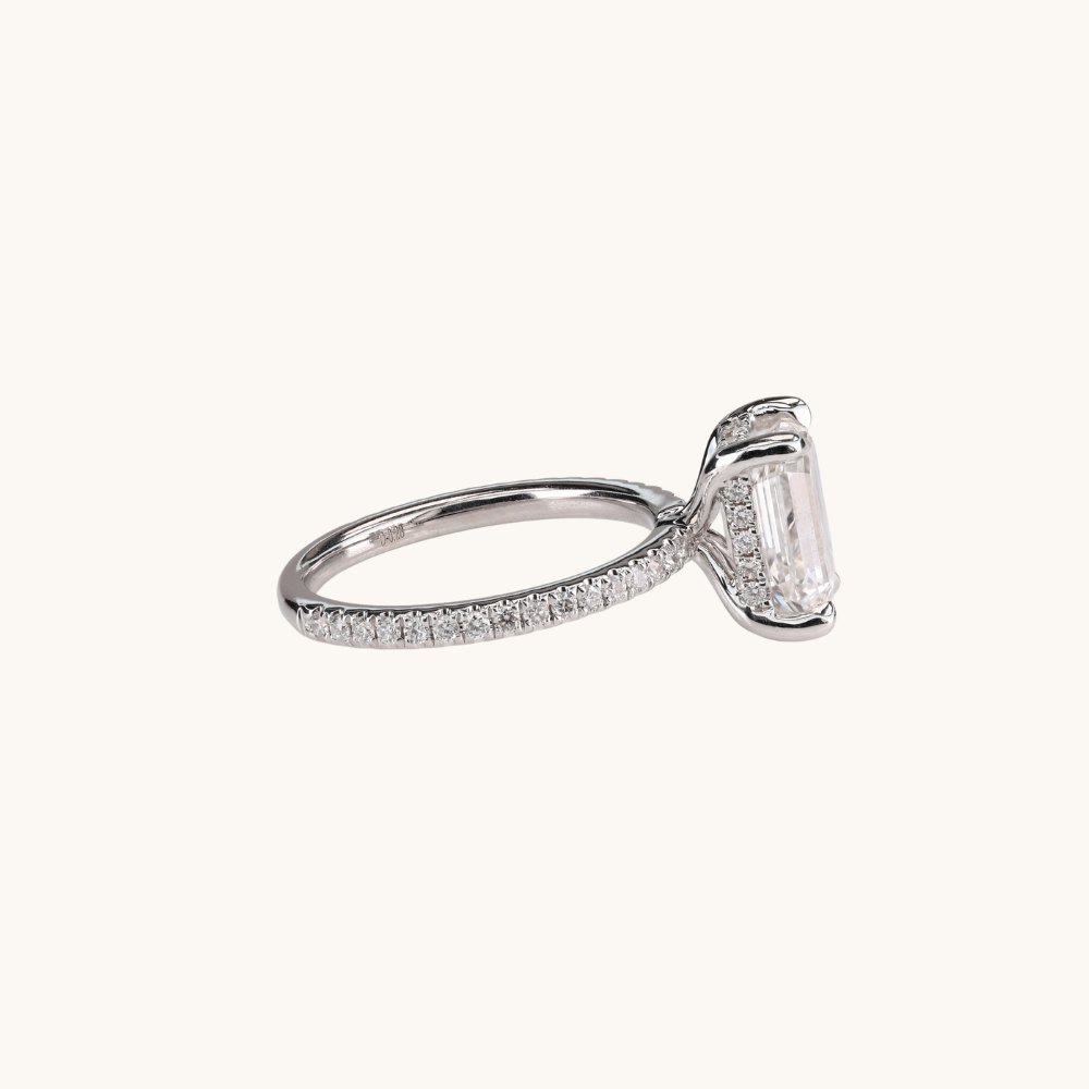 2.01 Emerald Lab Diamond Engagement Ring with Hidden Halo - Happy Jewelers Fine Jewelry Lifetime Warranty