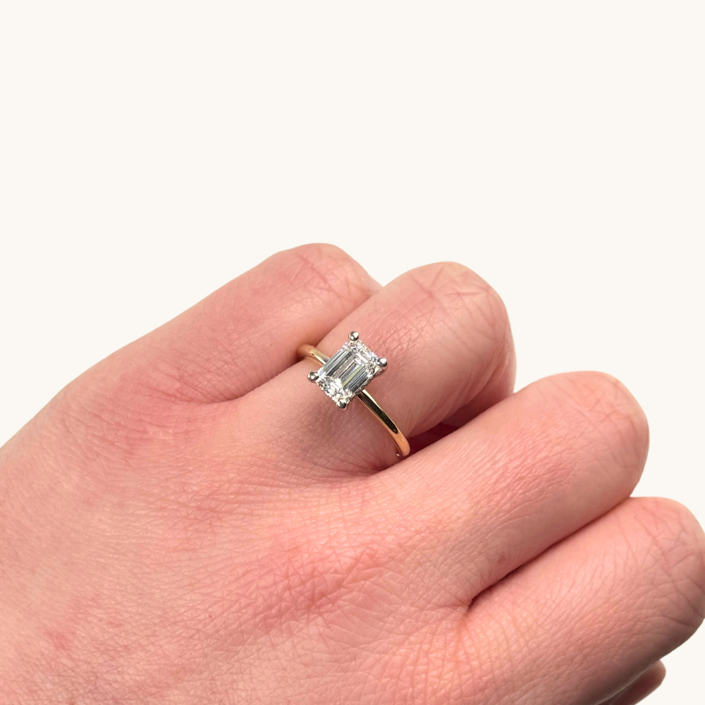 1.53 Emerald Lab Diamond Engagement Ring with Hidden Halo - Happy Jewelers Fine Jewelry Lifetime Warranty