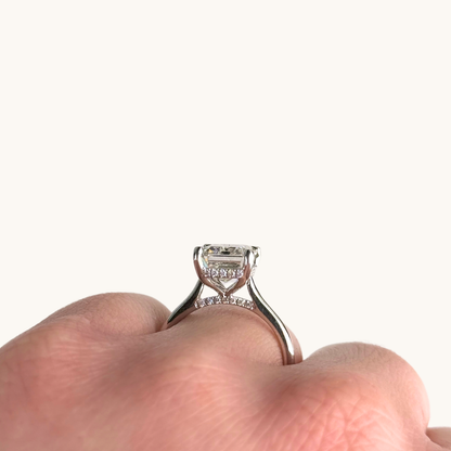 4.22 Emerald Lab Diamond Engagement Ring with Hidden Halo - Happy Jewelers Fine Jewelry Lifetime Warranty