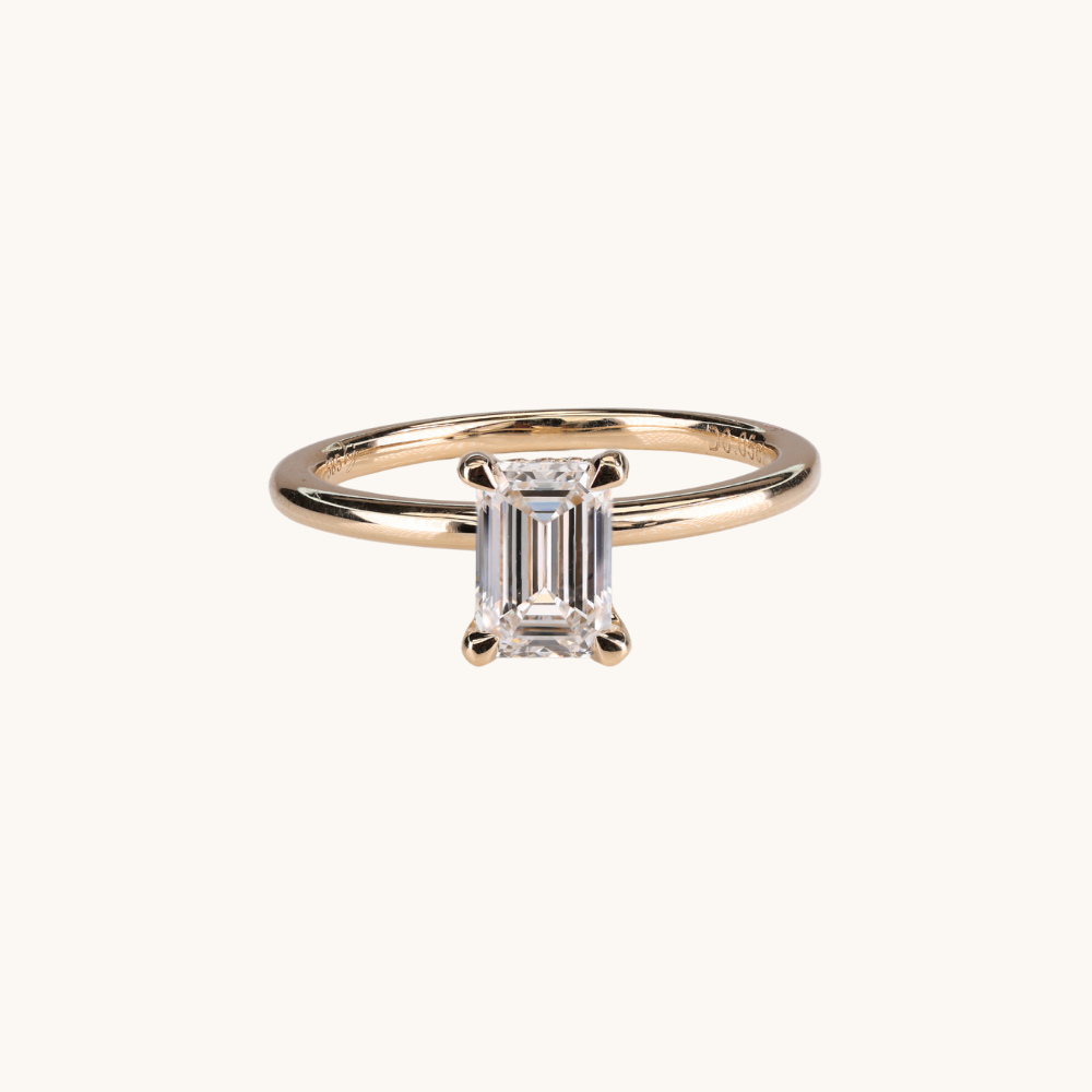 1.08 Emerald Lab Diamond Engagement Ring with Hidden Halo - Happy Jewelers Fine Jewelry Lifetime Warranty