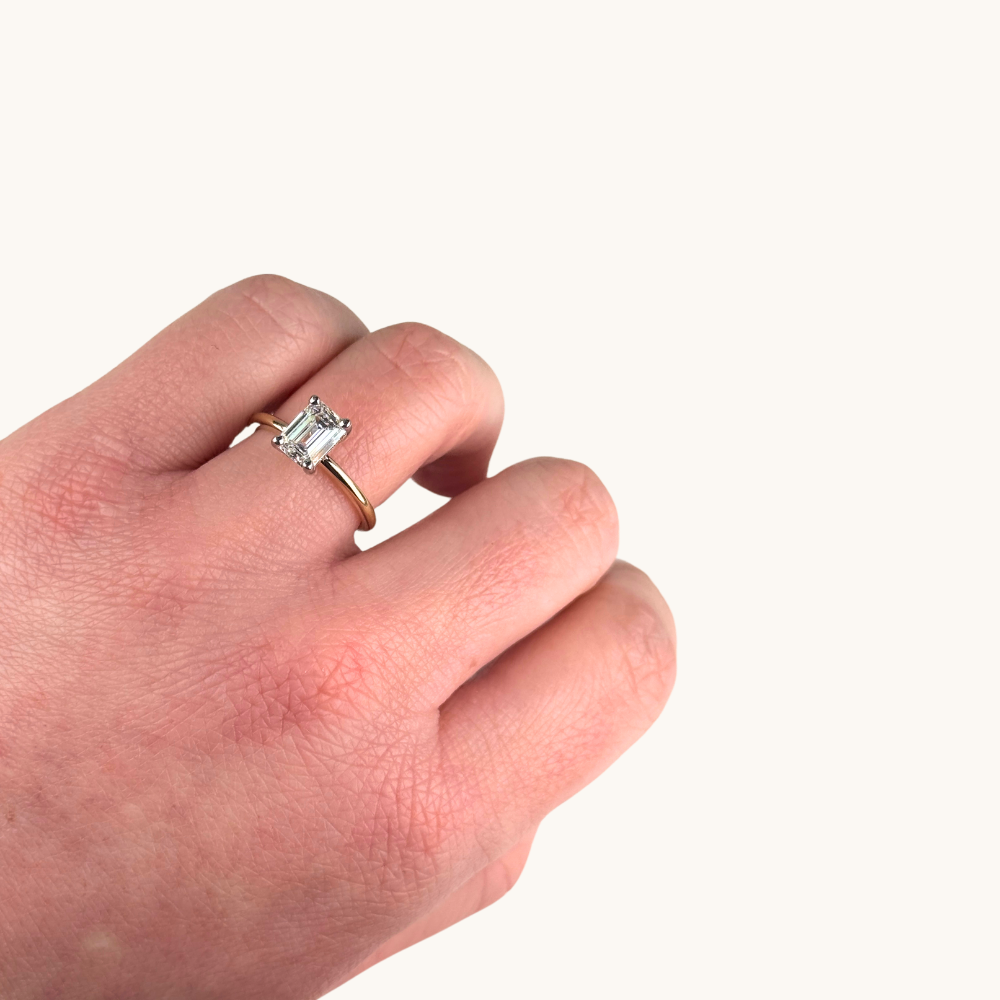 1.52 Emerald Lab Diamond Engagement Ring with Hidden Halo - Happy Jewelers Fine Jewelry Lifetime Warranty