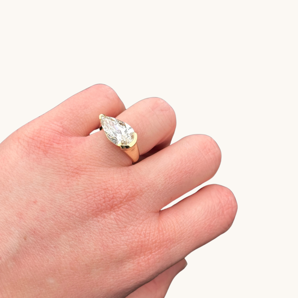 4.76 Pear Lab Diamond East-West Engagement Ring - Happy Jewelers Fine Jewelry Lifetime Warranty