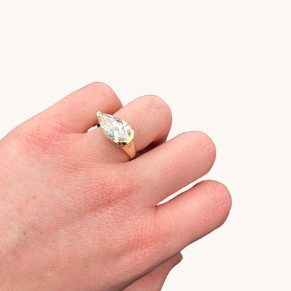 4.76 Pear Lab Diamond East-West Engagement Ring - Happy Jewelers Fine Jewelry Lifetime Warranty