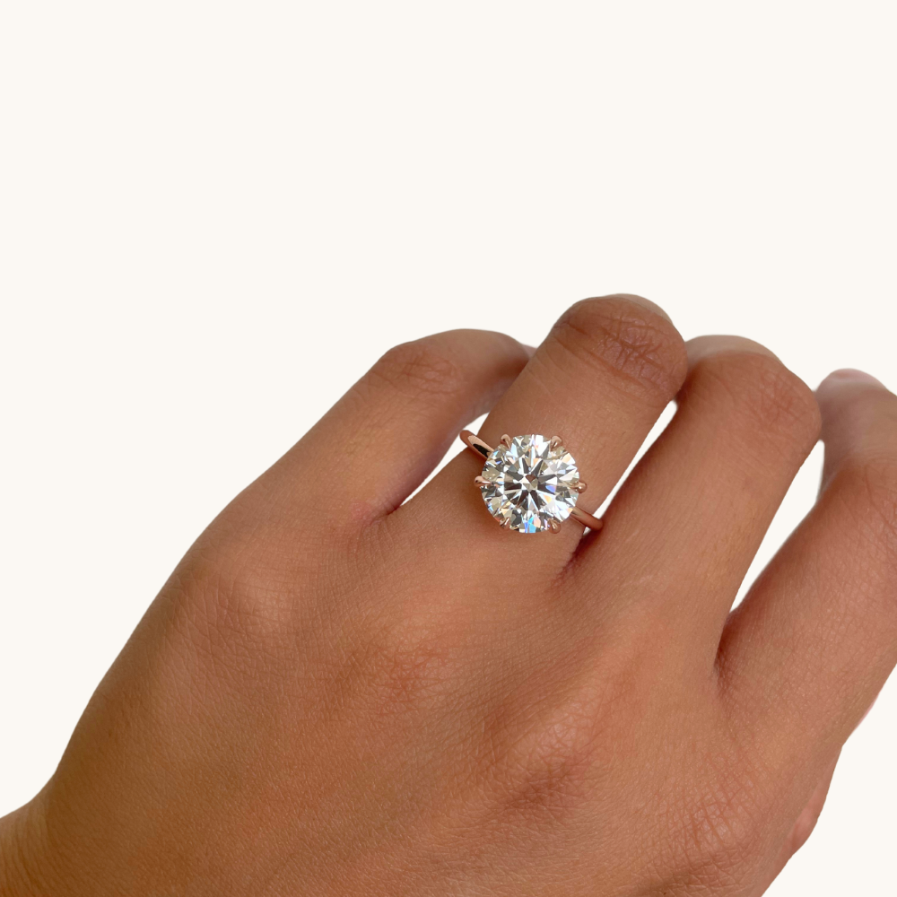 4.23 Round Lab Diamond Engagement Ring with Hidden Halo