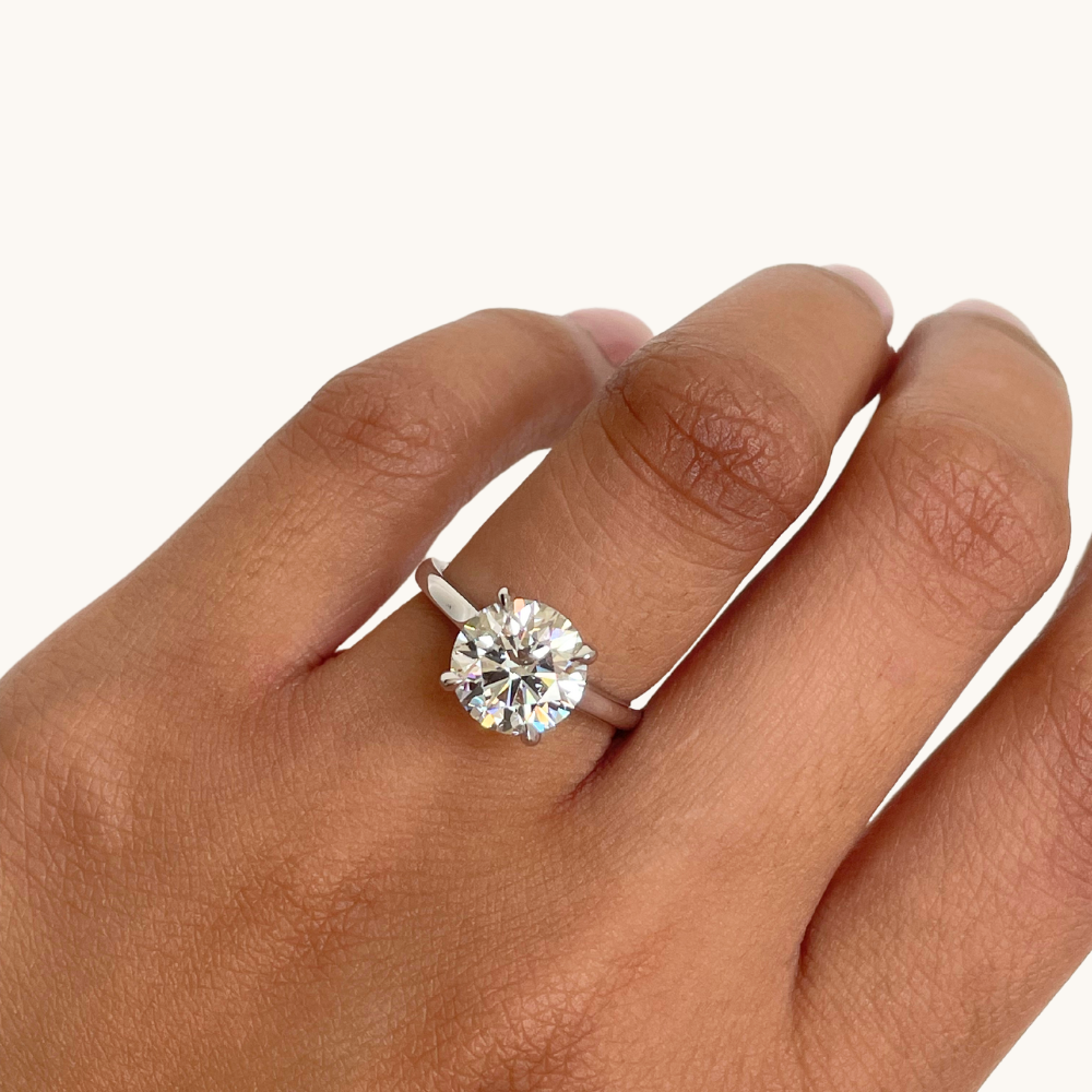 3.07 Round Lab Diamond Engagement Ring with Hidden Halo