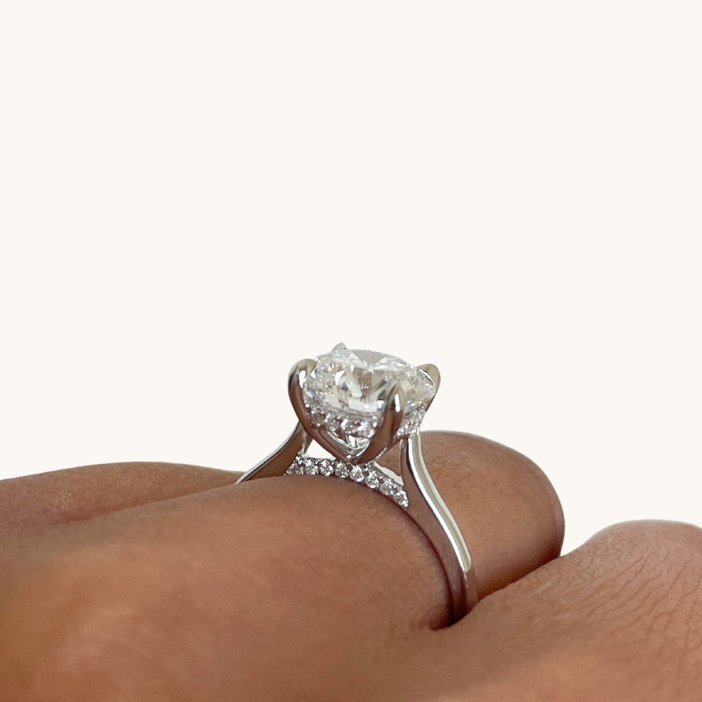 3.07 Round Lab Diamond Engagement Ring with Hidden Halo