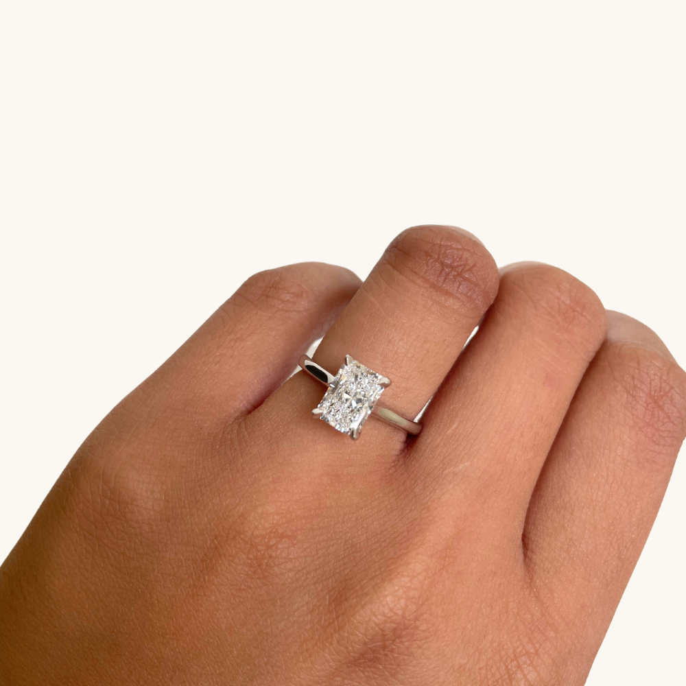 1.72 Radiant Lab Diamond Engagement Ring with Hidden Halo - Happy Jewelers Fine Jewelry Lifetime Warranty