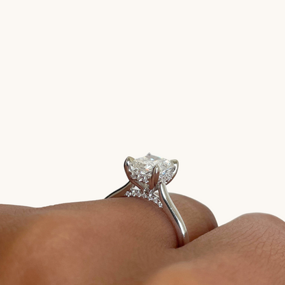 1.72 Radiant Lab Diamond Engagement Ring with Hidden Halo - Happy Jewelers Fine Jewelry Lifetime Warranty