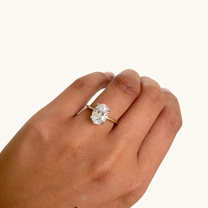2.55 Oval Lab Diamond Engagement Ring with Hidden Halo - Happy Jewelers Fine Jewelry Lifetime Warranty