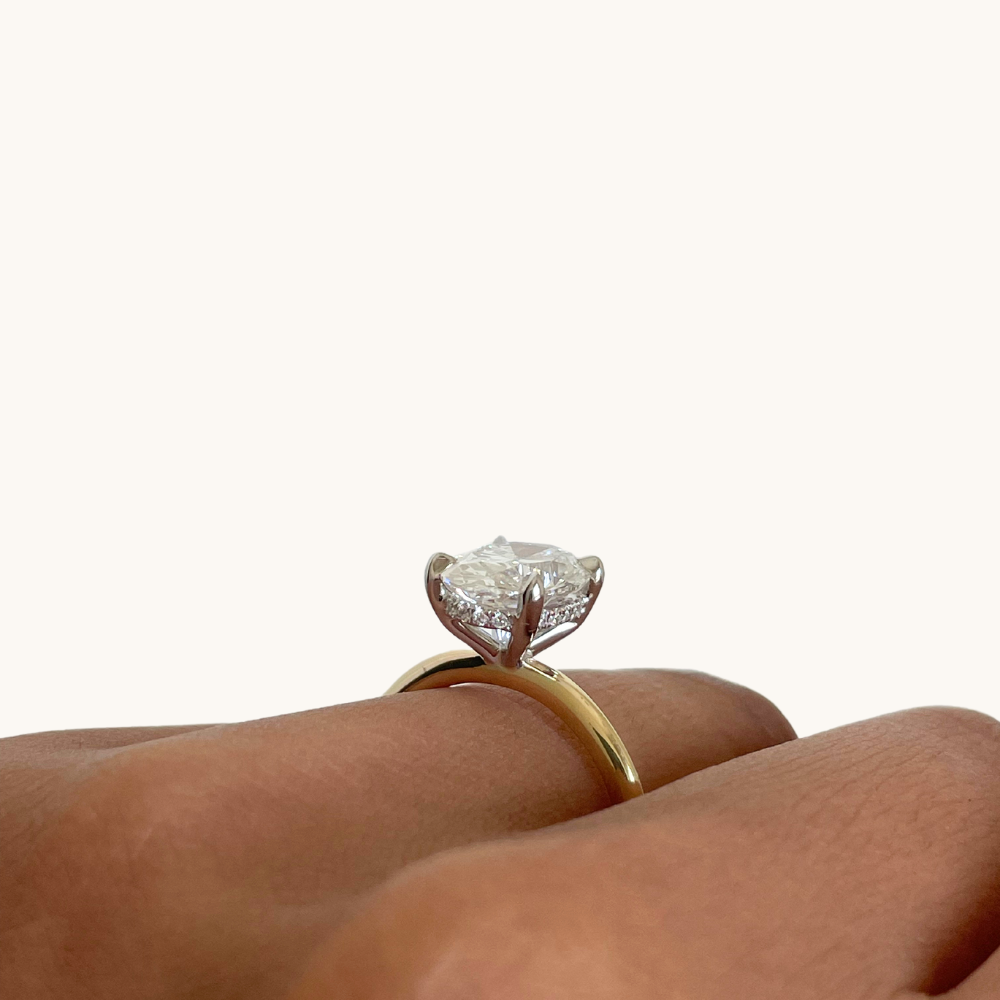 2.55 Oval Lab Diamond Engagement Ring with Hidden Halo - Happy Jewelers Fine Jewelry Lifetime Warranty