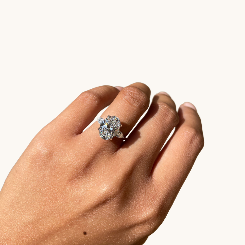 3.73 Oval Lab Diamond 3-Stone Engagement Ring - Happy Jewelers Fine Jewelry Lifetime Warranty