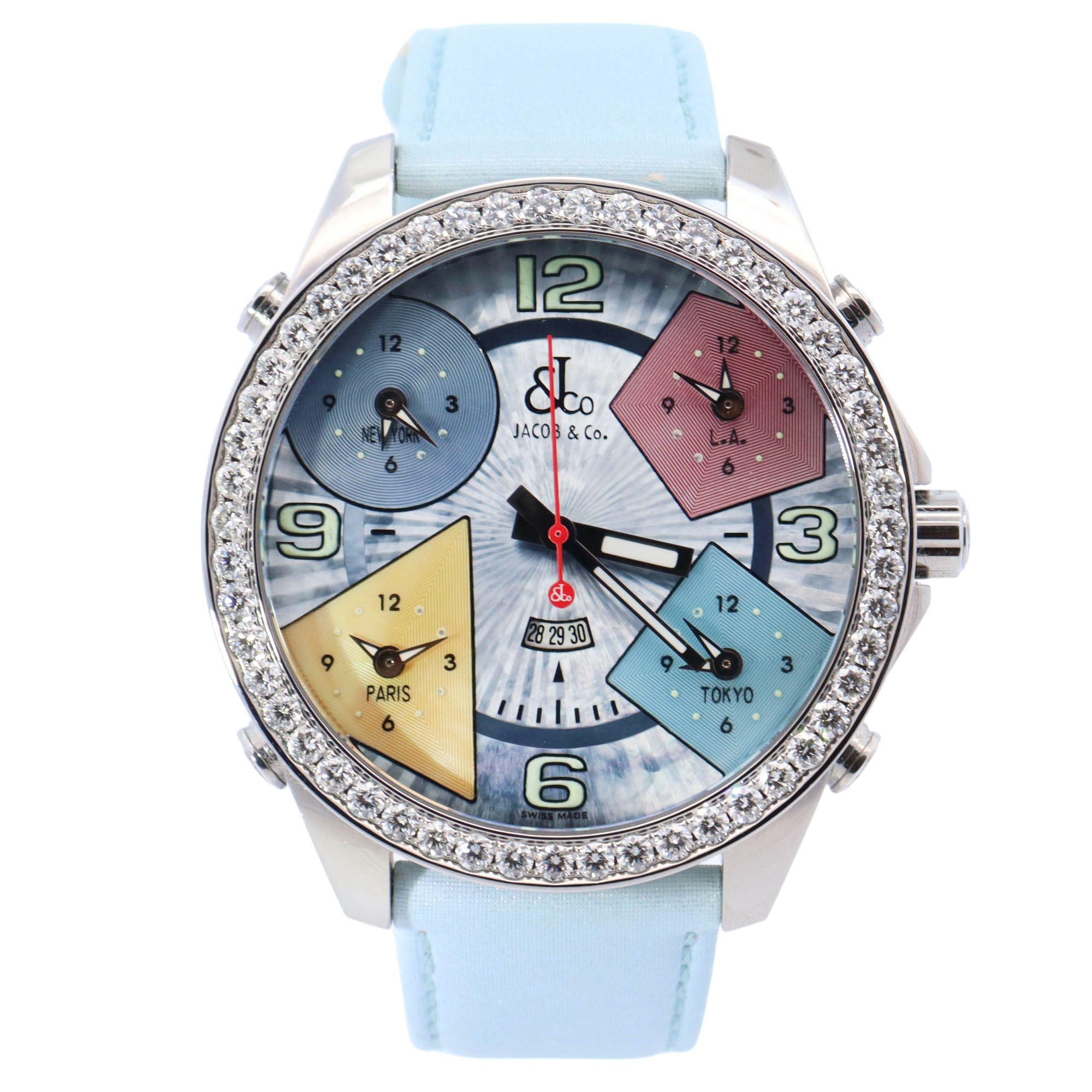 Jacob & Co. Five Time Zone 47mm Blue Dial Watch Ref# 20749755 - Happy Jewelers Fine Jewelry Lifetime Warranty