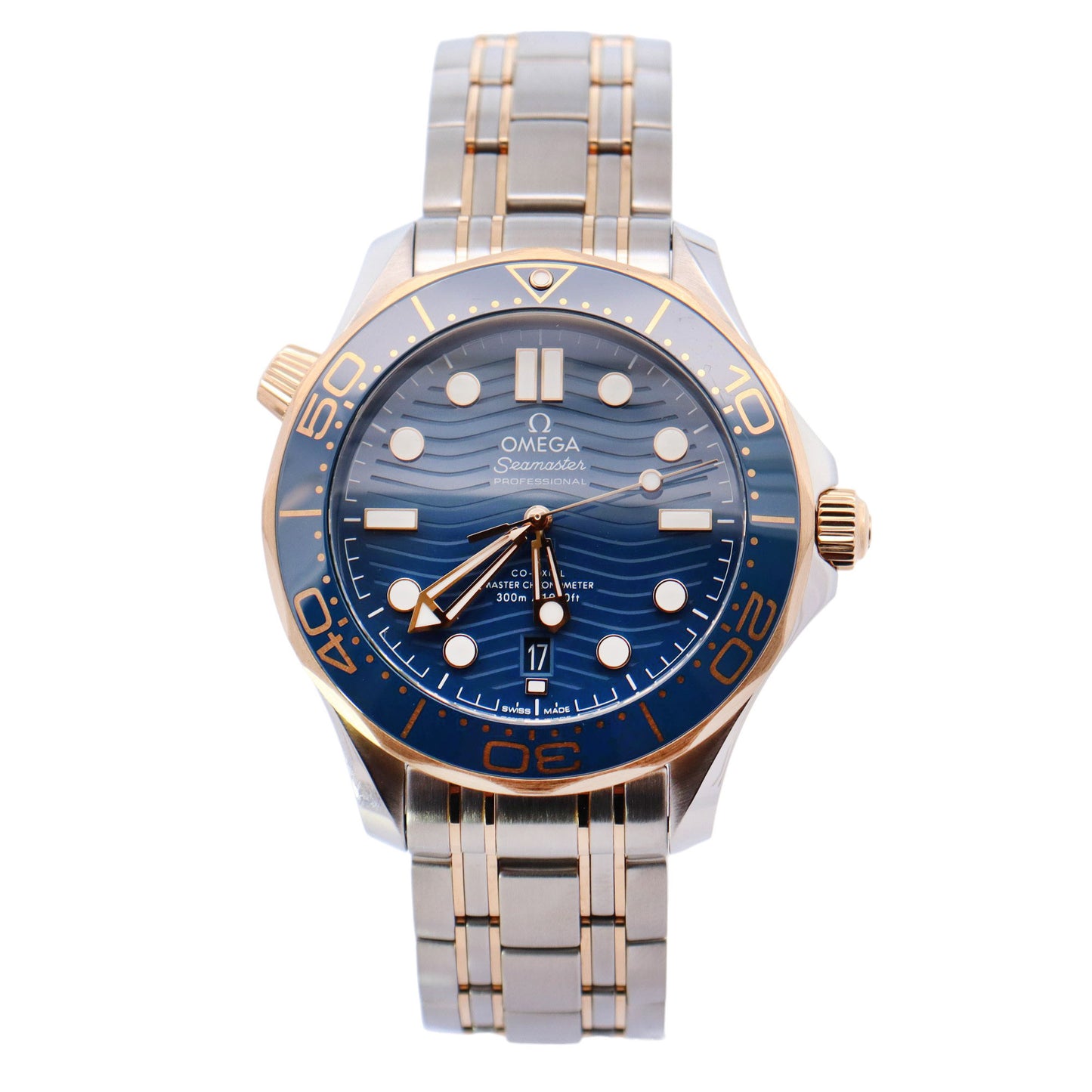 Omega Seamaster Two-Tone Yellow Gold & Steel 42mm Blue Dot Dial Watch Reference#: 210.22.42.20.03.001 - Happy Jewelers Fine Jewelry Lifetime Warranty