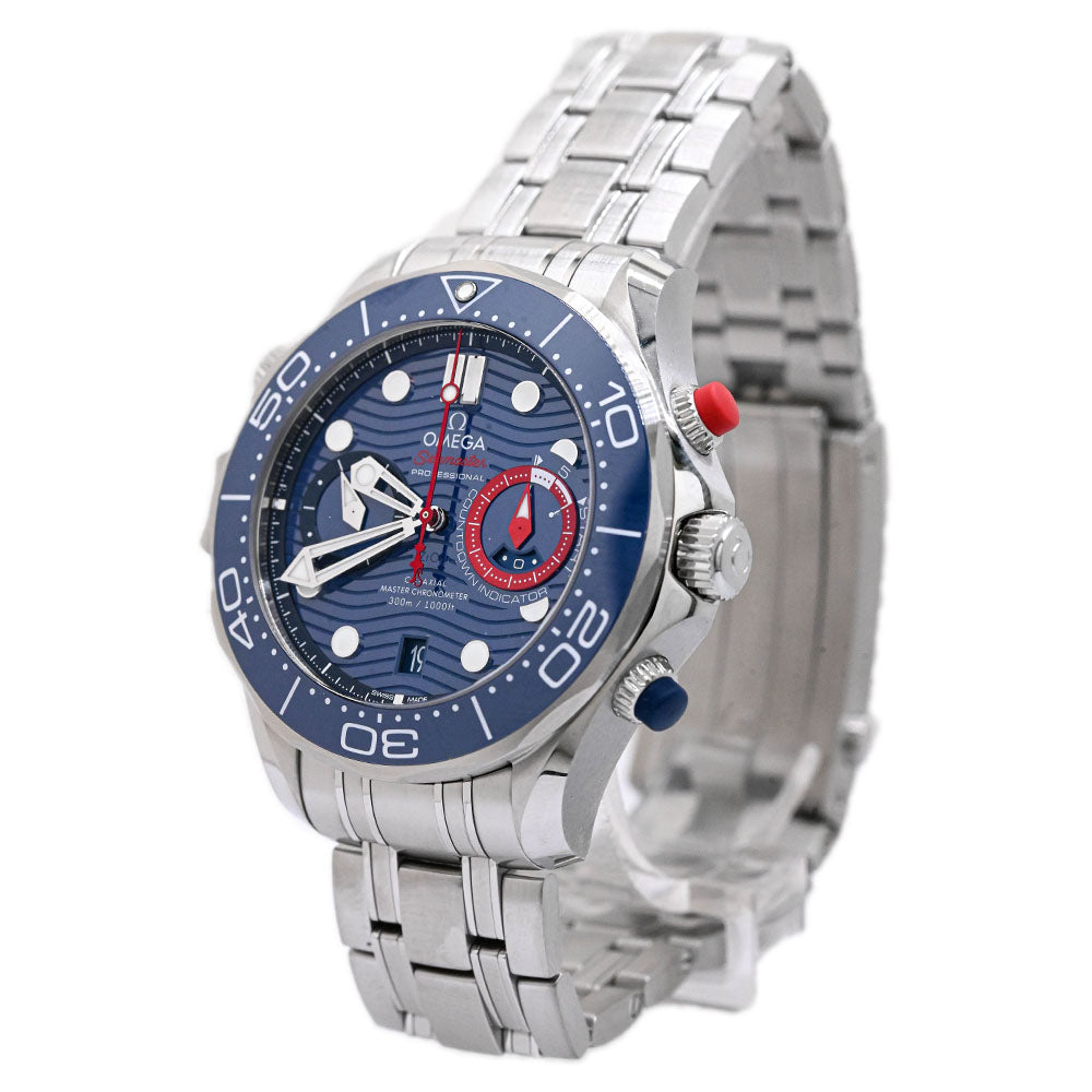 Omega Men's Seamaster Diver 300M America's Cup Stainless Steel 44mm Blue Chronograph Dial Watch Reference #: 210.30.44.51.03.002 - Happy Jewelers Fine Jewelry Lifetime Warranty