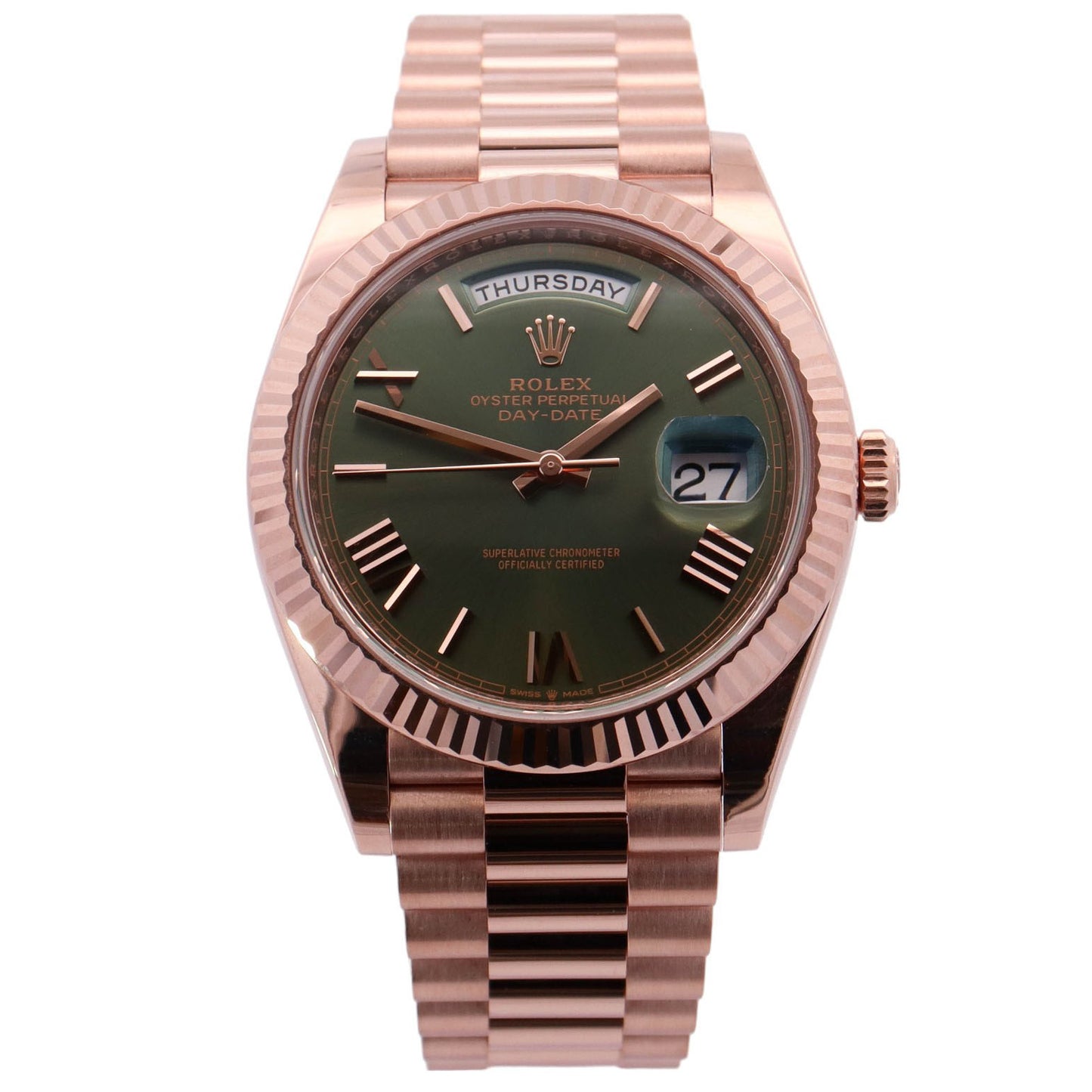 Rolex Day-Date 40mm Olive Dial Watch Ref# 228235