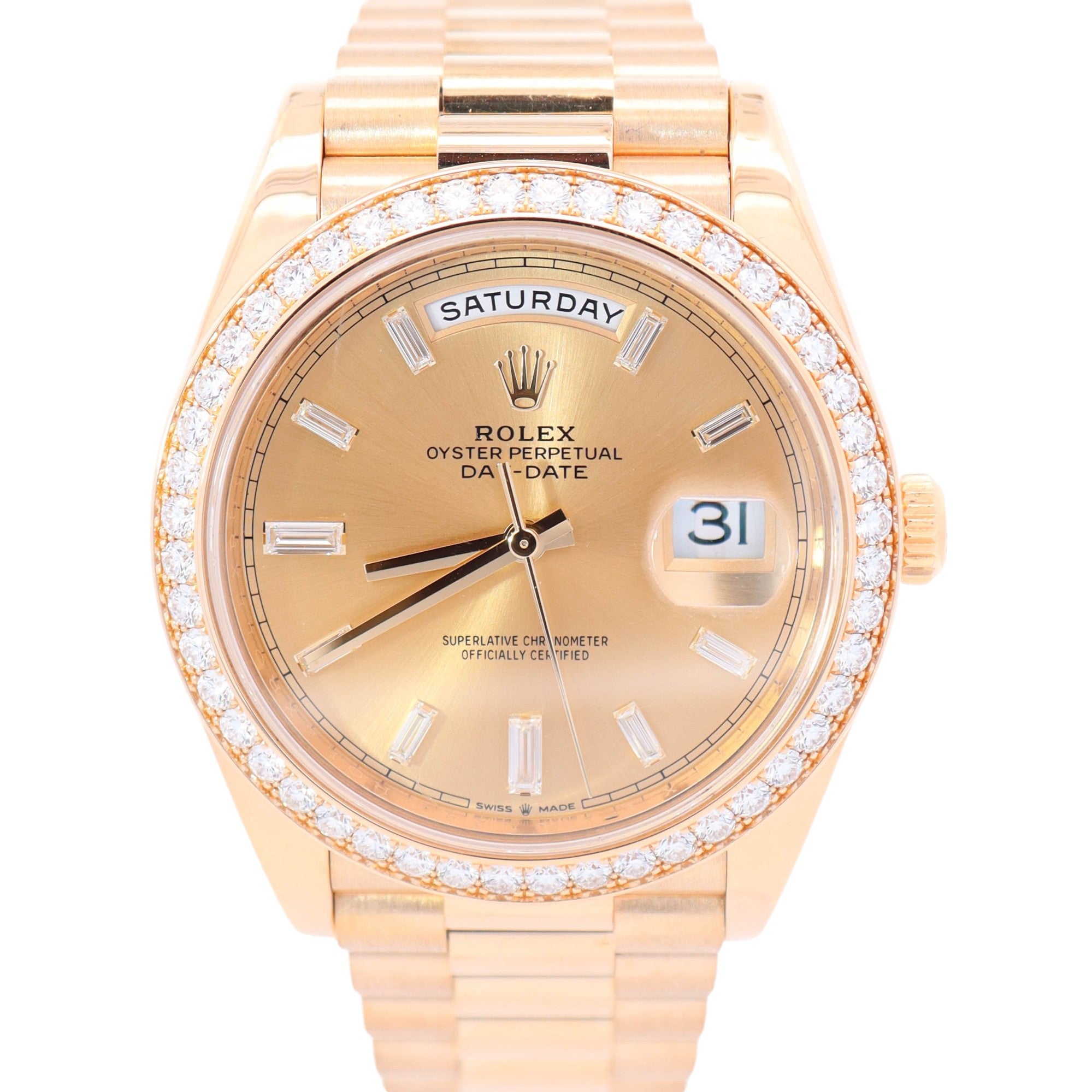 Rolex Day-Date 40mm Champagne Dial Watch Ref# 228348RBR - Happy Jewelers Fine Jewelry Lifetime Warranty