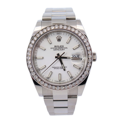 Rolex Datejust 41mm White Dial Watch Ref# 126300 - Happy Jewelers Fine Jewelry Lifetime Warranty