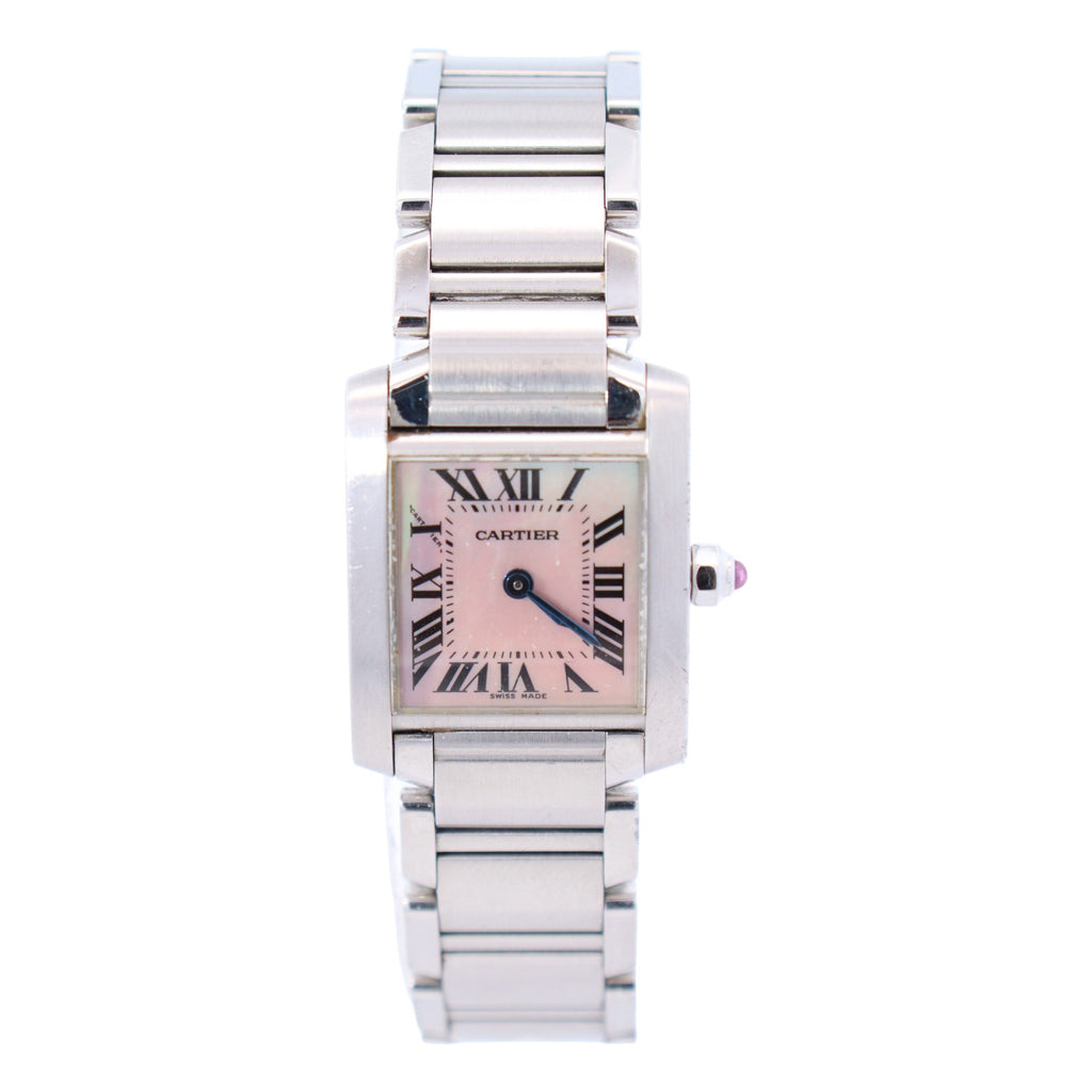 Cartier Tank Francaise 20x25mm Pink Mother of Pearl Dial Watch