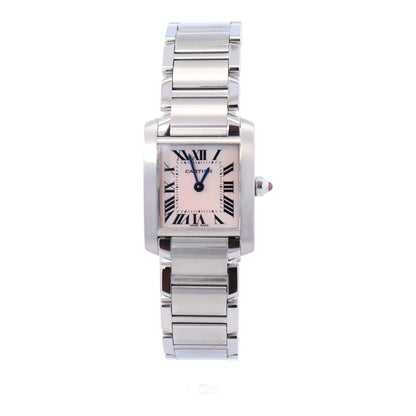 Cartier Tank Francaise 20x25mm Pink Mother of Pearl Dial Watch Reference #W51028Q3 - Happy Jewelers Fine Jewelry Lifetime Warranty