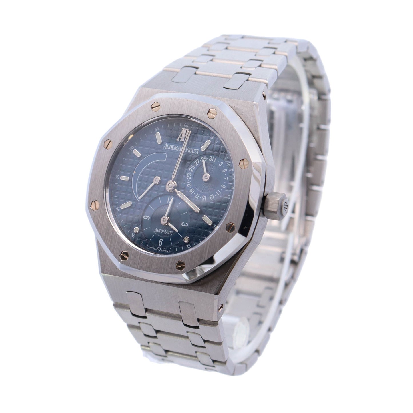 Audemars Piguet Royal Oak Dual Time Stainless Steel 39mm Blue Stick Dial Watch Reference# 25730ST - Happy Jewelers Fine Jewelry Lifetime Warranty