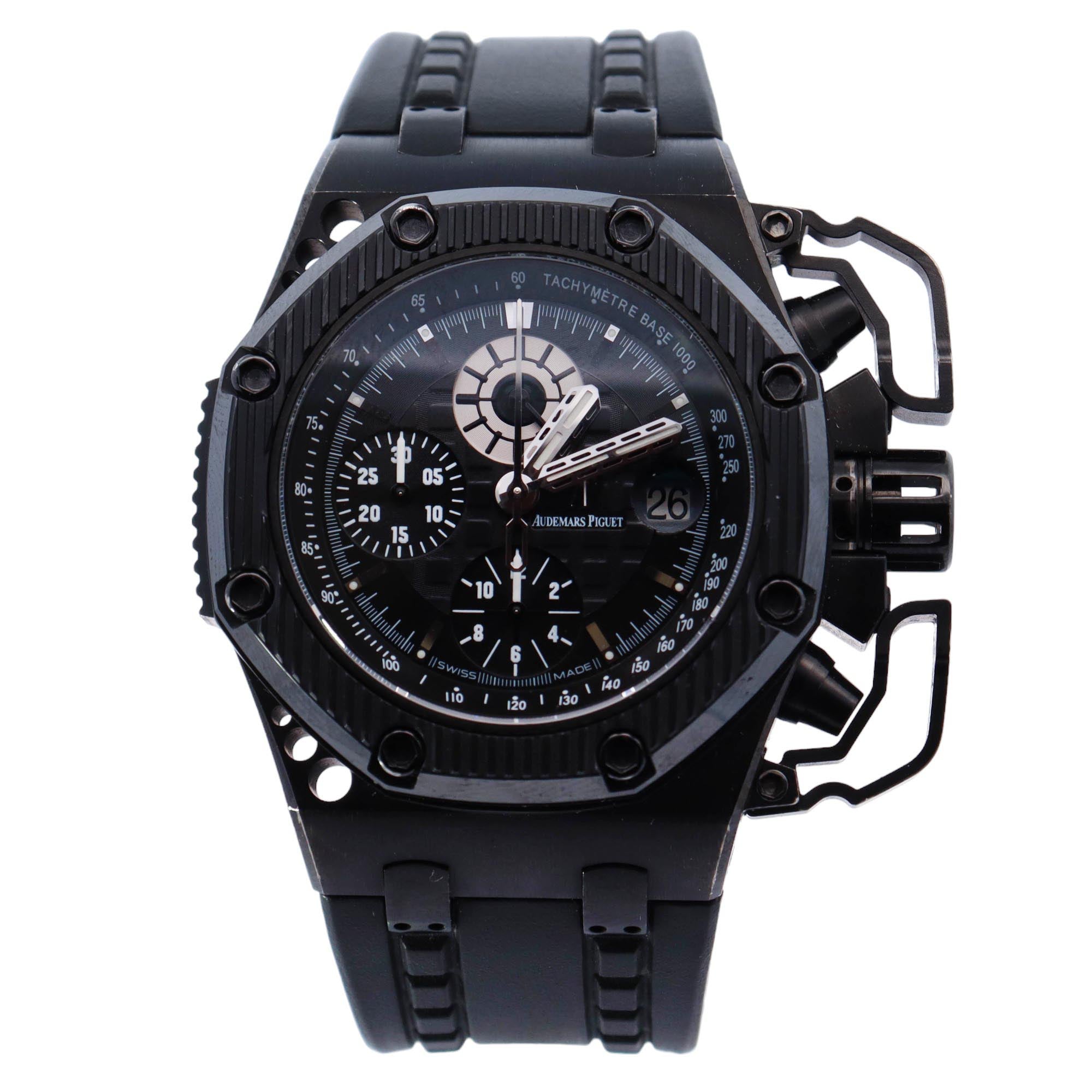 Audemars Piguet Royal Oak Offshore "Survivor" Titanium 42mm Black Chronograph Dial Watch Reference# 26165IO.OO.A002CA.01 - Happy Jewelers Fine Jewelry Lifetime Warranty