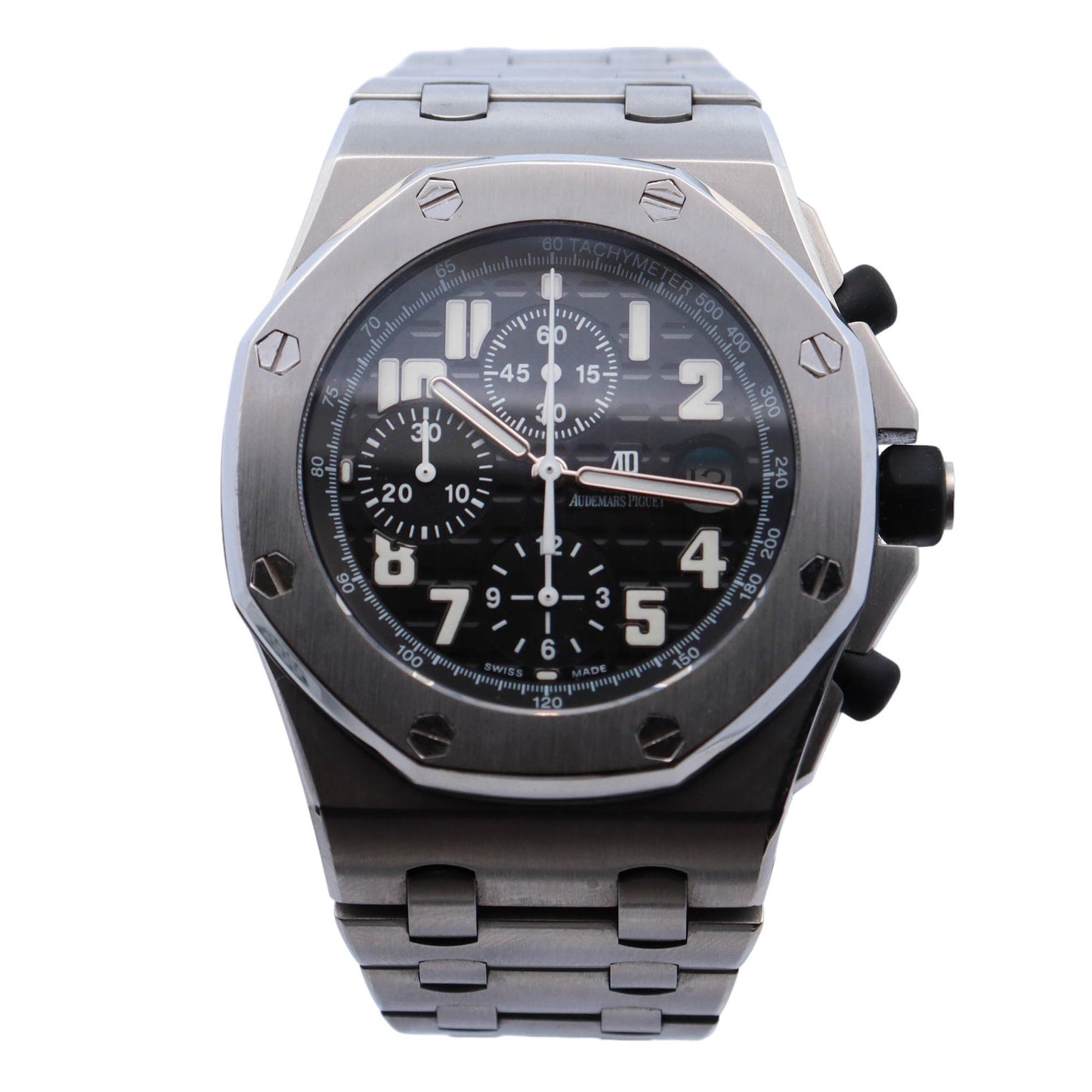 Audemars Piguet Royal Oak Offshore Stainless Steel 42mm Black Chronograph Dial Watch Reference# 26170ST.OO1000ST.08 - Happy Jewelers Fine Jewelry Lifetime Warranty