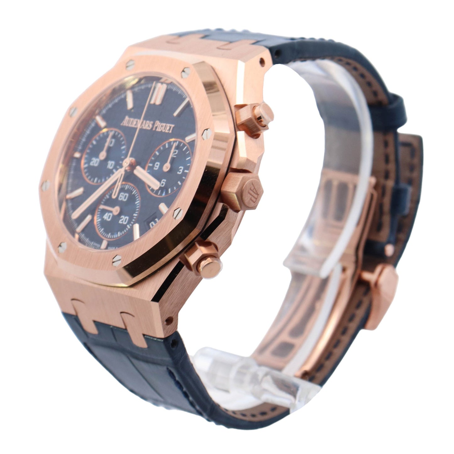 Audemars Piguet Royal Oak 41mm Rose Gold Blue Chronograph Dial Watch Reference# 26240OR.OO.D315CR.02