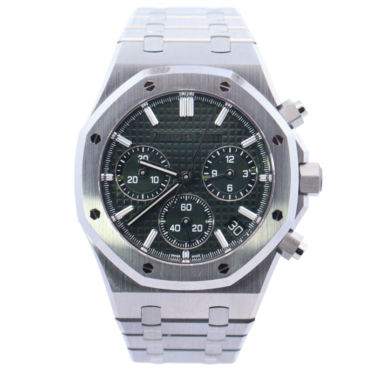 Audemars Piguet Royal Oak " 50th Anniversary" 41mm Stainless Steel Green Chronograph Dial Watch Reference# 26240ST.OO.1320ST.04 - Happy Jewelers Fine Jewelry Lifetime Warranty