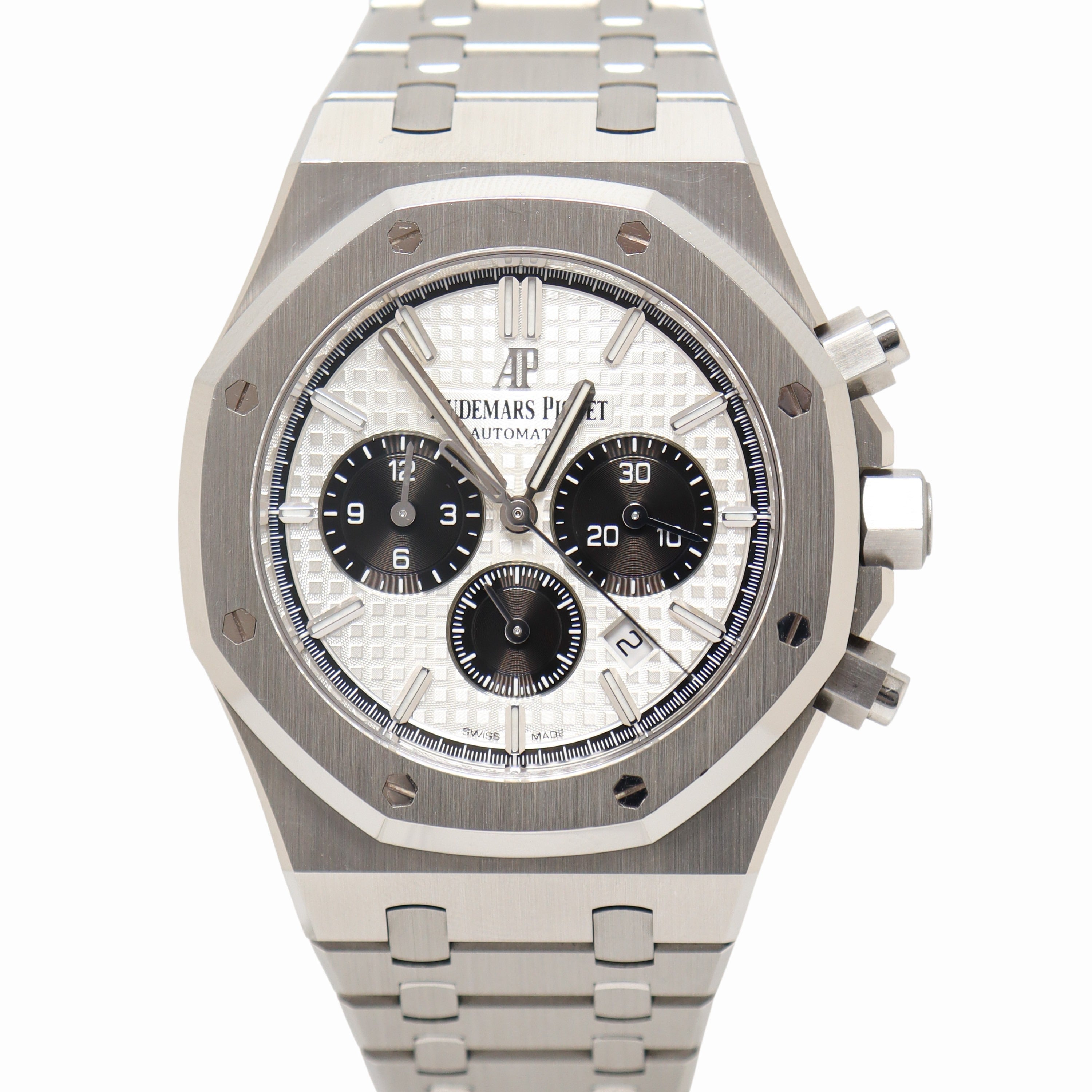Audemars Piguet Royal Oak 41mm White Dial Watch Ref# 26331ST.OO.1220ST.03 - Happy Jewelers Fine Jewelry Lifetime Warranty