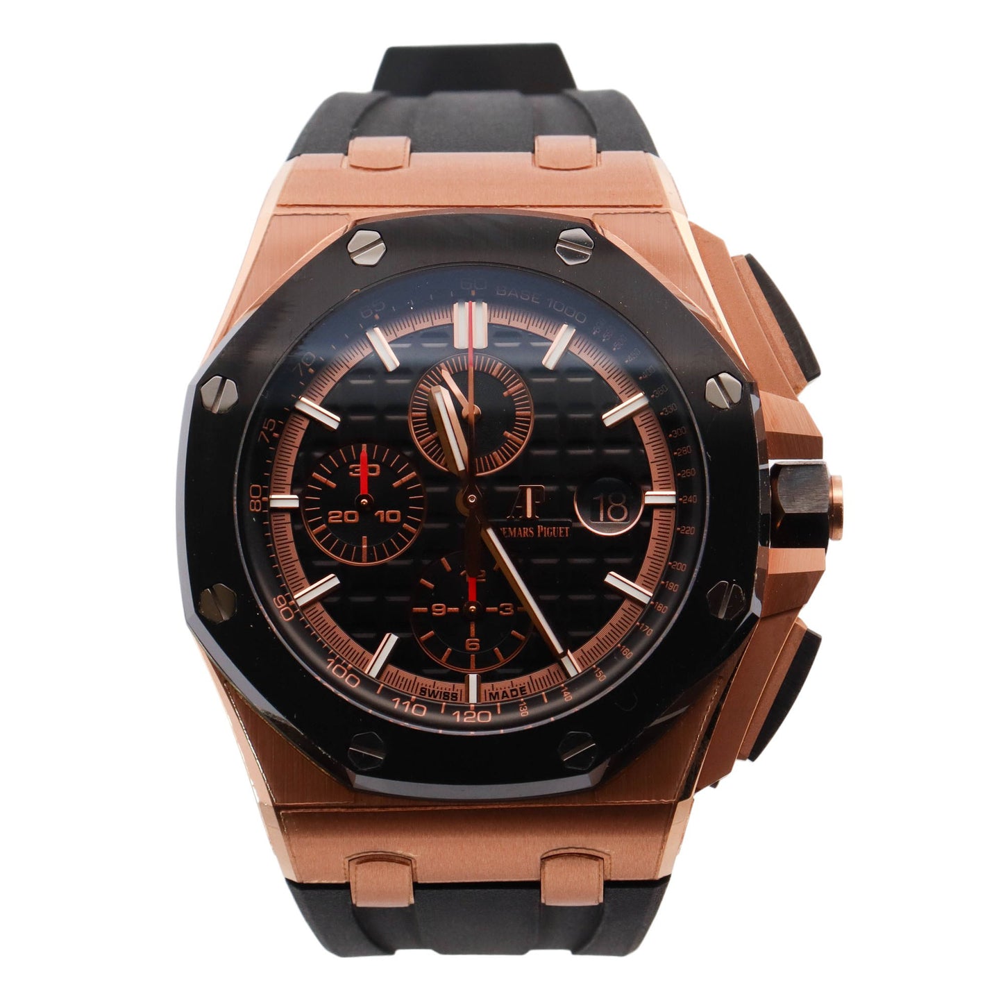 Audemars Piguet Royal Oak Offshore Rose Gold 44mm Black Chronograph Dial Watch Reference# 26401R0.00.A002CA.02.A - Happy Jewelers Fine Jewelry Lifetime Warranty