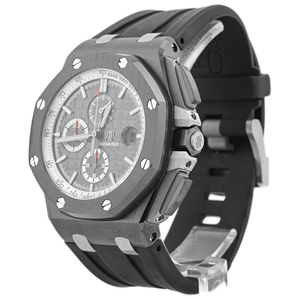 Audemars Piguet Men's Royal Oak Offshore Titanium 44mm “Méga Tapisserie” Anthracite Stick Dial Watch Reference #: 26405CE.OO.A002CA.01 - Happy Jewelers Fine Jewelry Lifetime Warranty