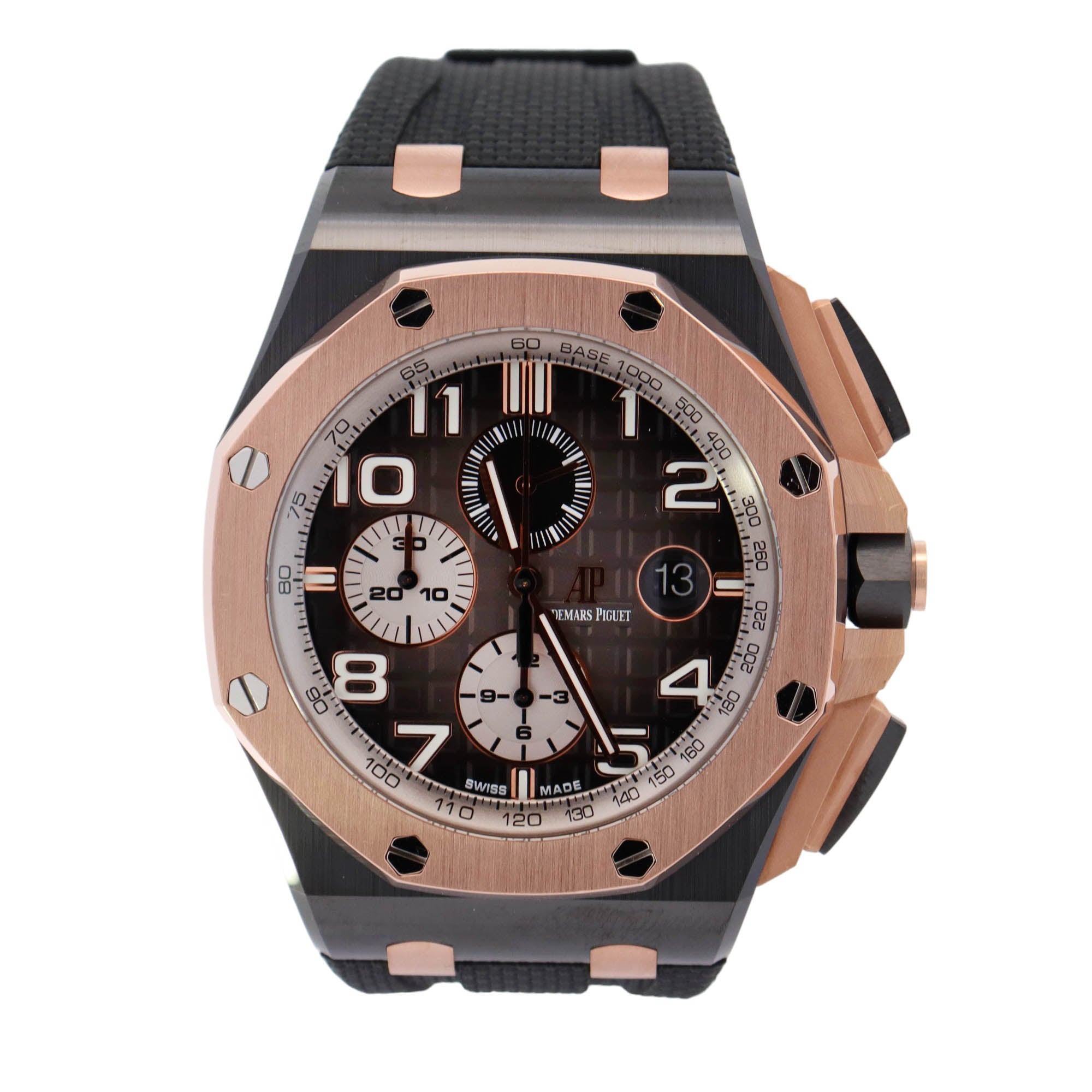 Audemars Piguet Royal Oak Offshore Black Ceramic 44mm Smoked Grey Roman Dial Watch Reference# 26405NR.OO.A002CA.01 - Happy Jewelers Fine Jewelry Lifetime Warranty