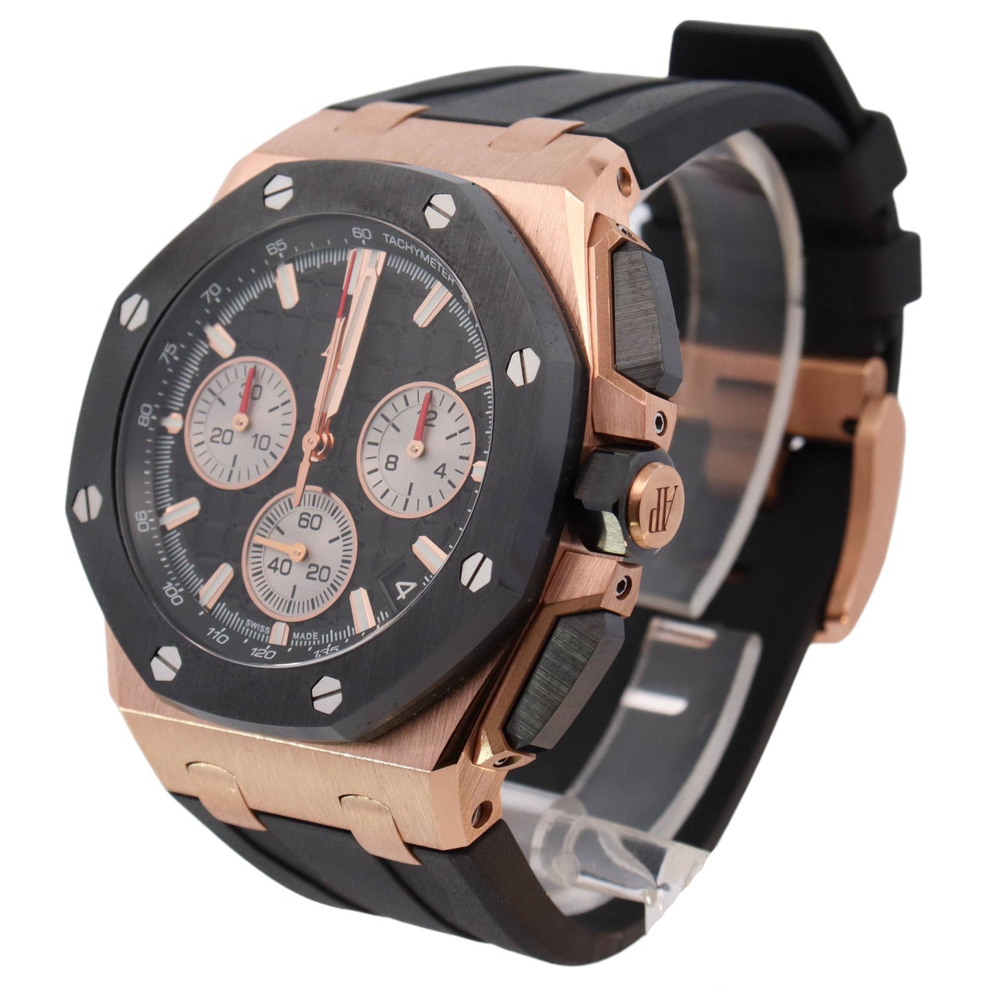 Audemars Piguet Royal Oak Offshore Rose Gold 43mm Black Chronograph Dial Watch Reference# 26420RO.OO.A002CA.01 - Happy Jewelers Fine Jewelry Lifetime Warranty