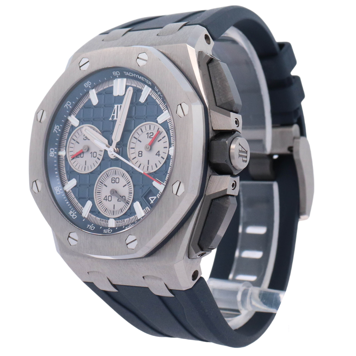 Audemars Piguet Royal Oak Offshore Stainless Steel 43mm Blue Chronograph Dial Watch Reference# 26420TI.OO.A027CA.01
