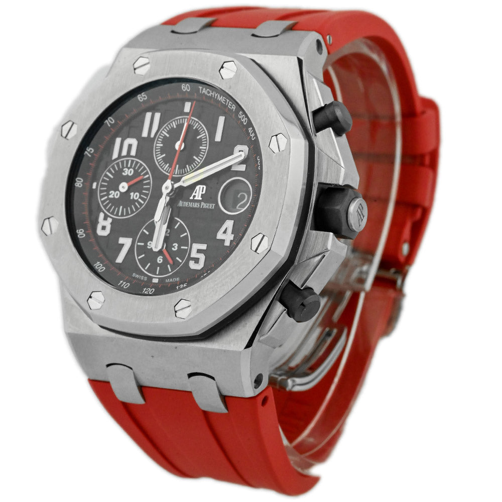 Audemars Piguet Men's Royal Oak Offshore Stainless Steel 42mm Black Arabic Dial w/ Red Accents Watch Reference #: 26470ST.OO.A101CR.01 - Happy Jewelers Fine Jewelry Lifetime Warranty