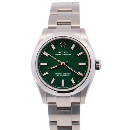 Rolex Oyster Perpetual 31mm Green Dial Watch Ref# 277200 - Happy Jewelers Fine Jewelry Lifetime Warranty