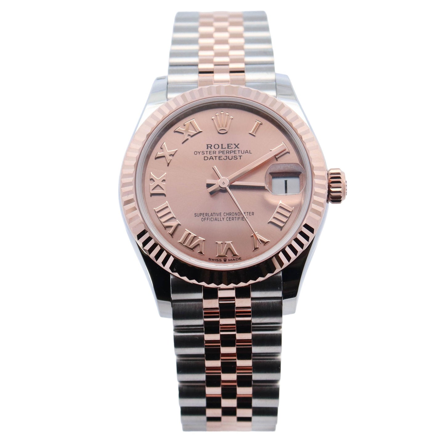 Rolex Datejust Two-Tone Stainless Steel & Rose Gold 31mm Pink Roman Dial Watch Reference# 278271
