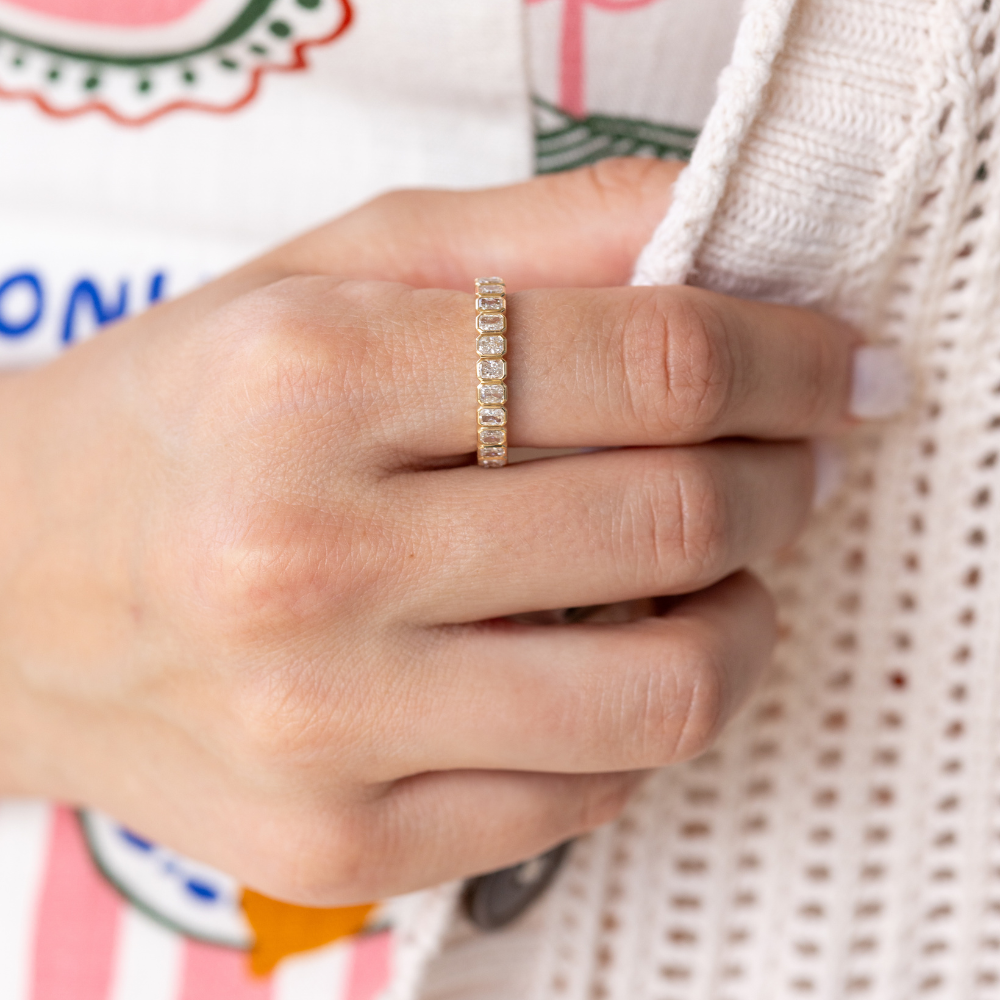 Radiant Diamond Bezel Eternity Band - Happy Jewelers Fine Jewelry Lifetime Warranty