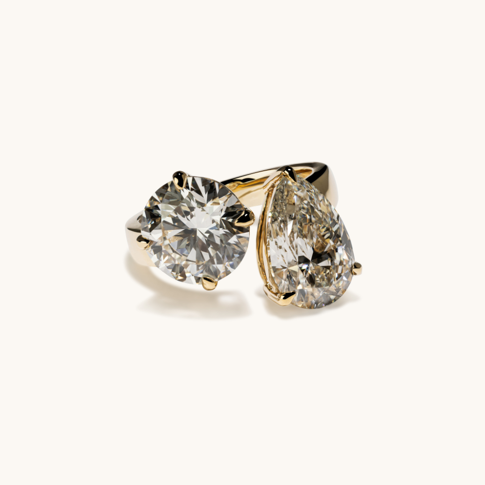 Round and Pear Toi et Moi Lab Diamond Engagement Ring - Happy Jewelers Fine Jewelry Lifetime Warranty