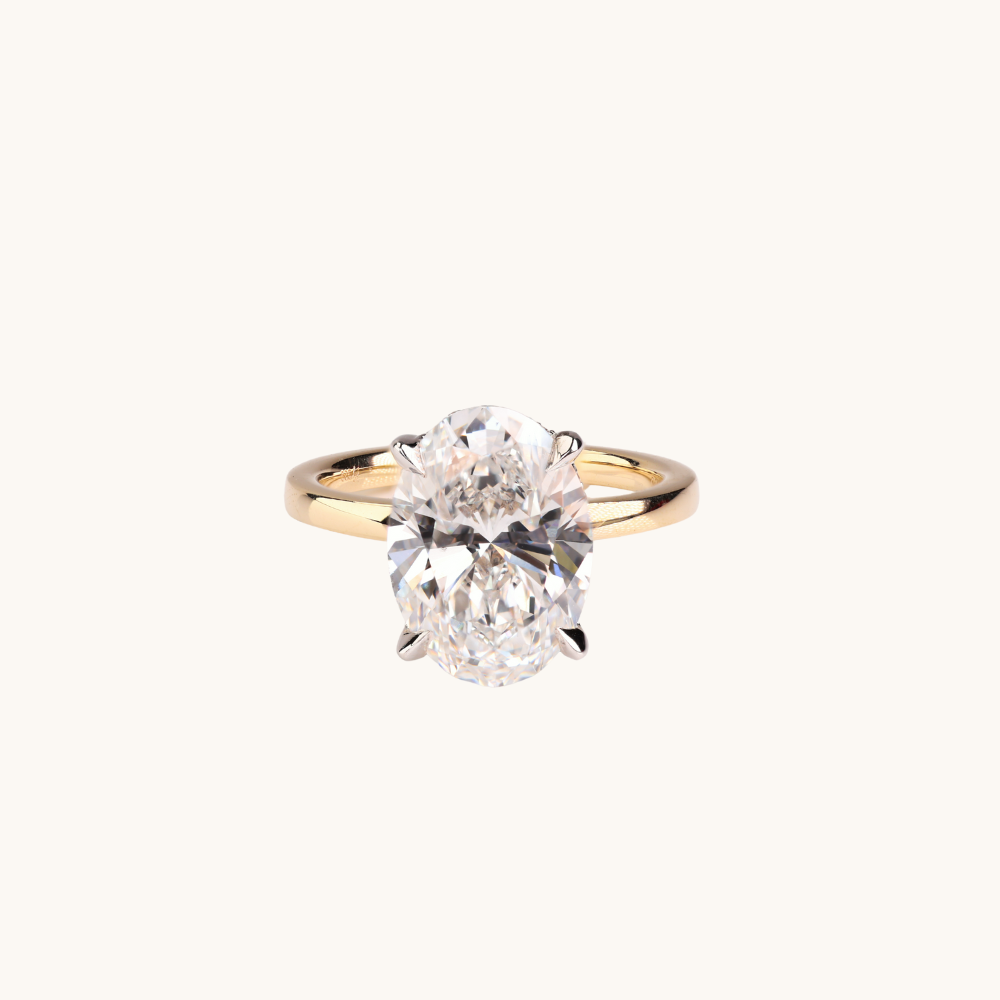 5.01 Oval Lab Diamond Engagement Ring with Hidden Halo