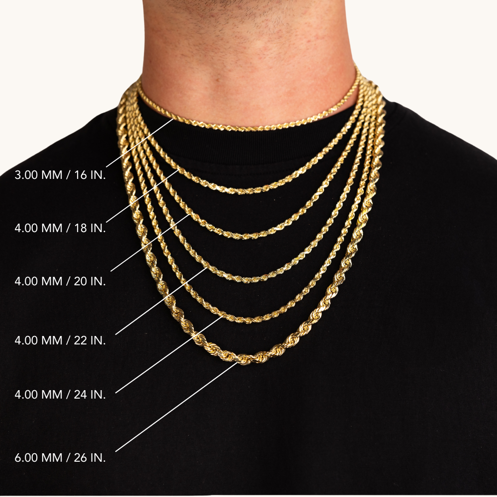 6.00mm Gold Rope Chain Necklace